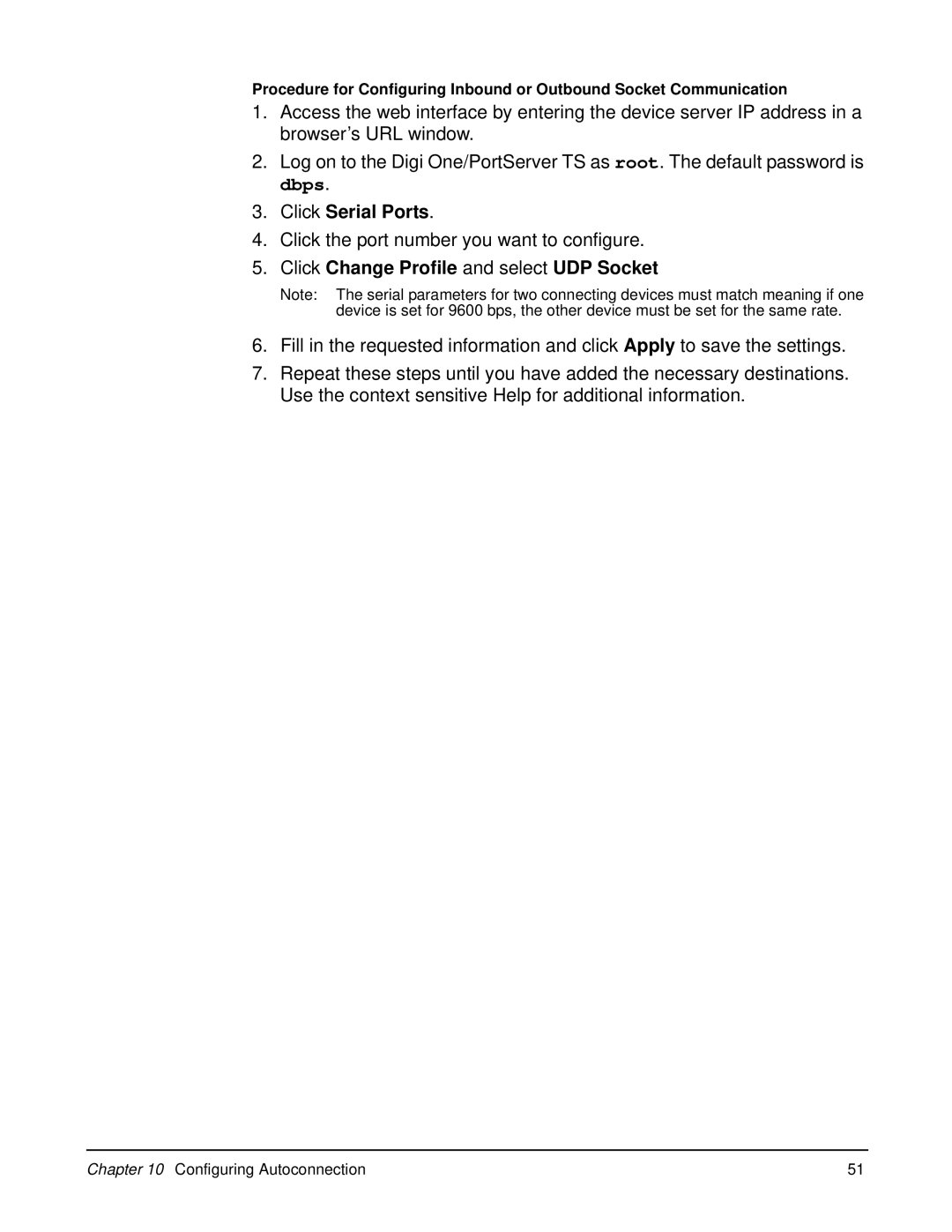 Digi W manual Click Change Profile and select UDP Socket 