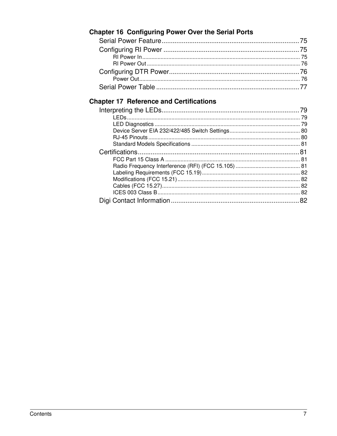 Digi W manual Configuring Power Over the Serial Ports, Reference and Certifications 