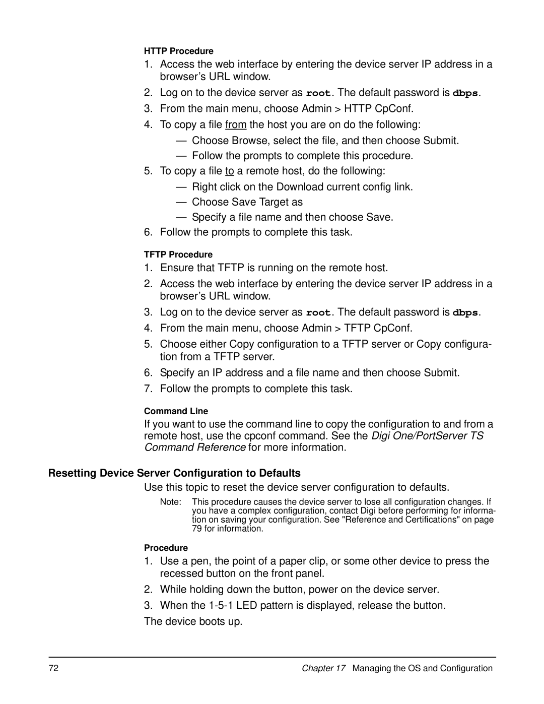 Digi W manual Resetting Device Server Configuration to Defaults 