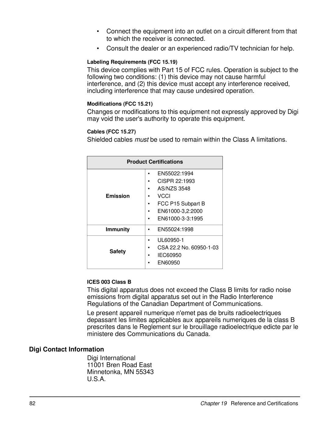 Digi W manual Digi Contact Information 