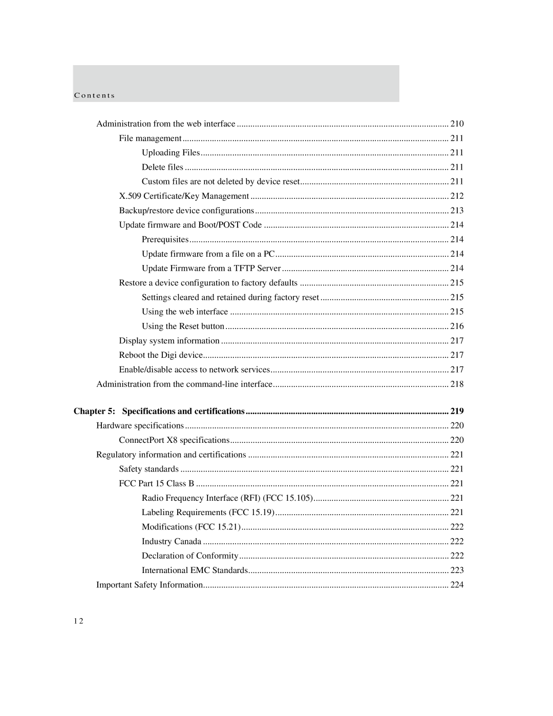 Digi X2 manual Specifications and certifications 