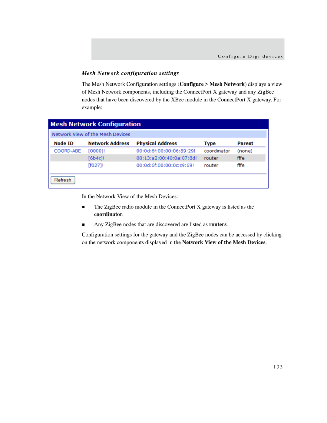 Digi X2 manual Mesh Network configuration settings 