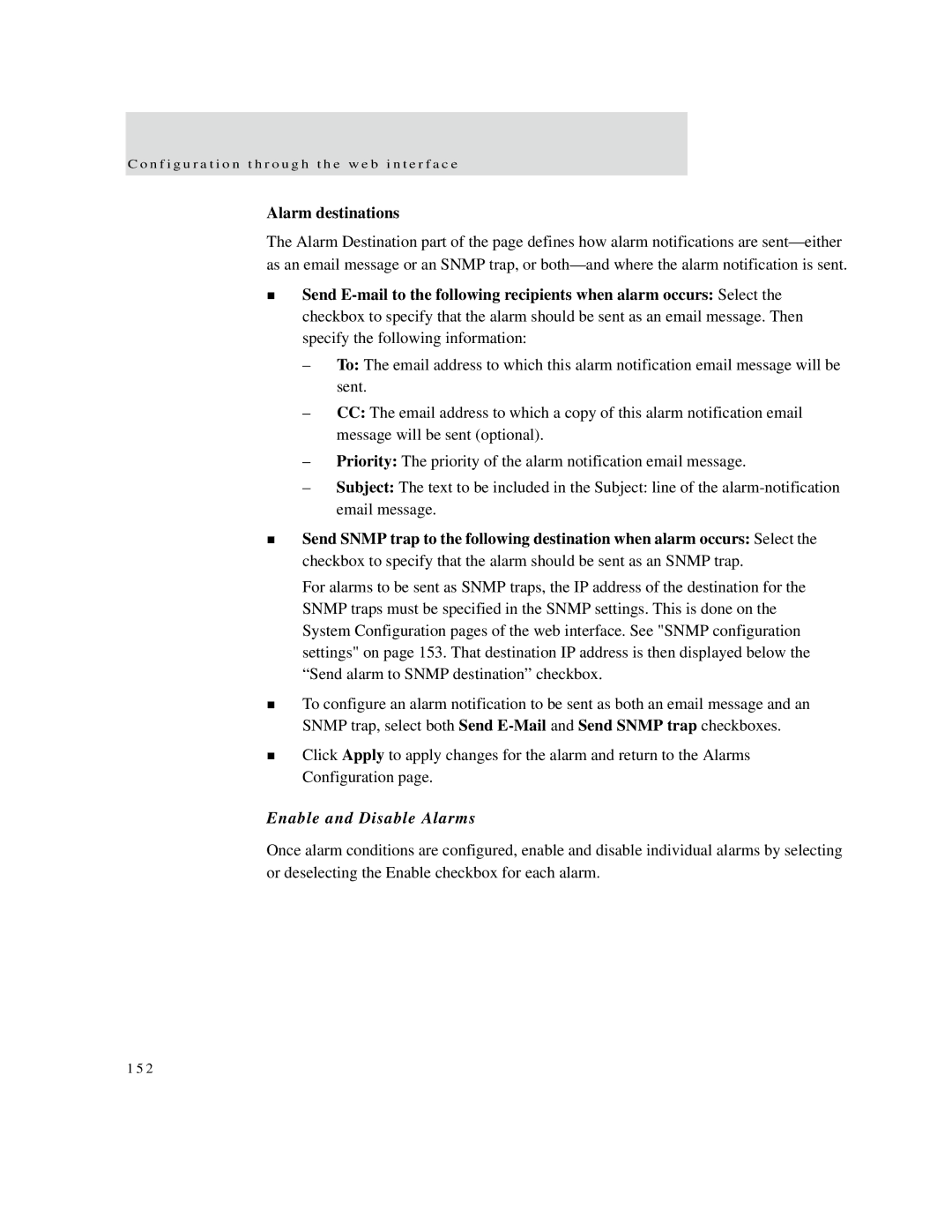 Digi X2 manual Alarm destinations, Enable and Disable Alarms 