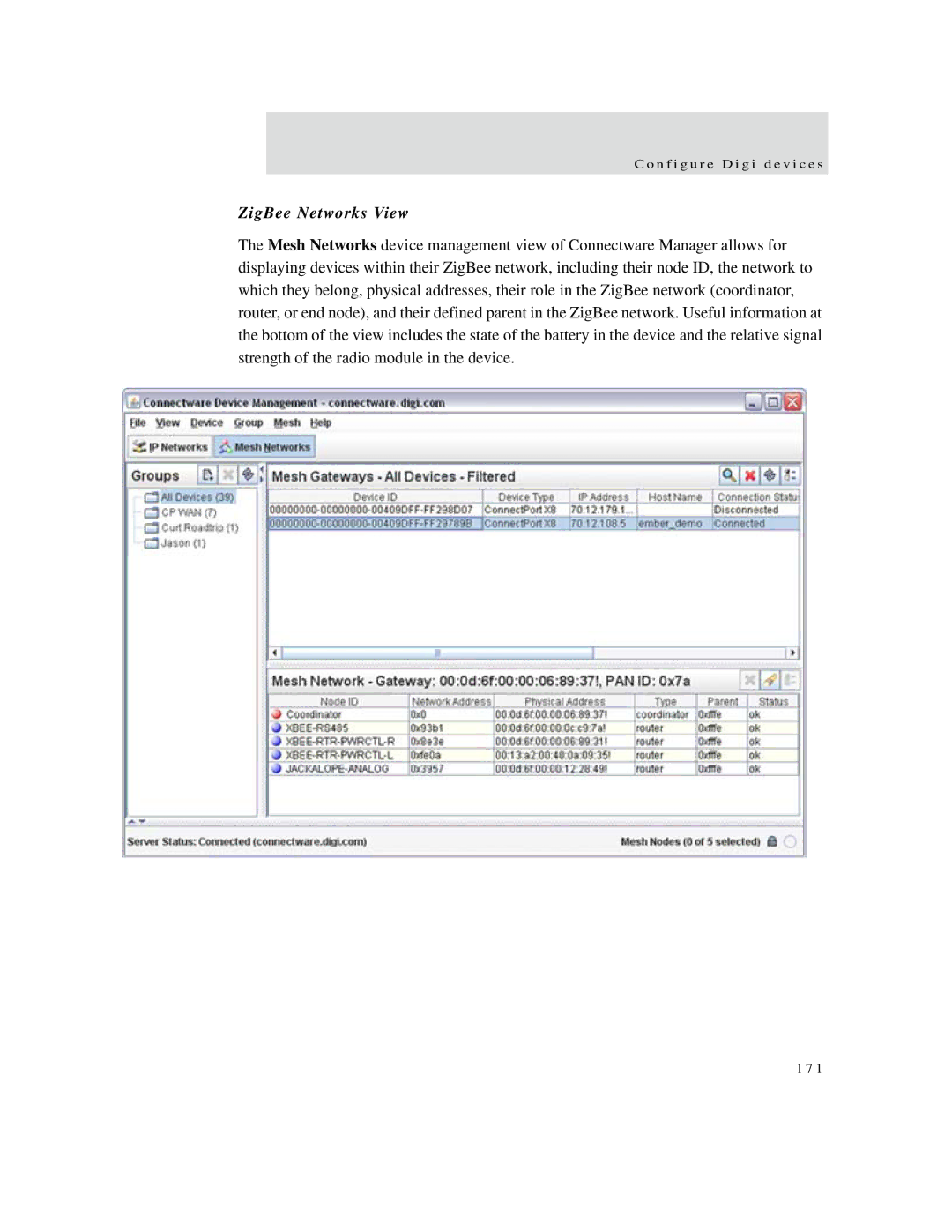 Digi X2 manual ZigBee Networks View 