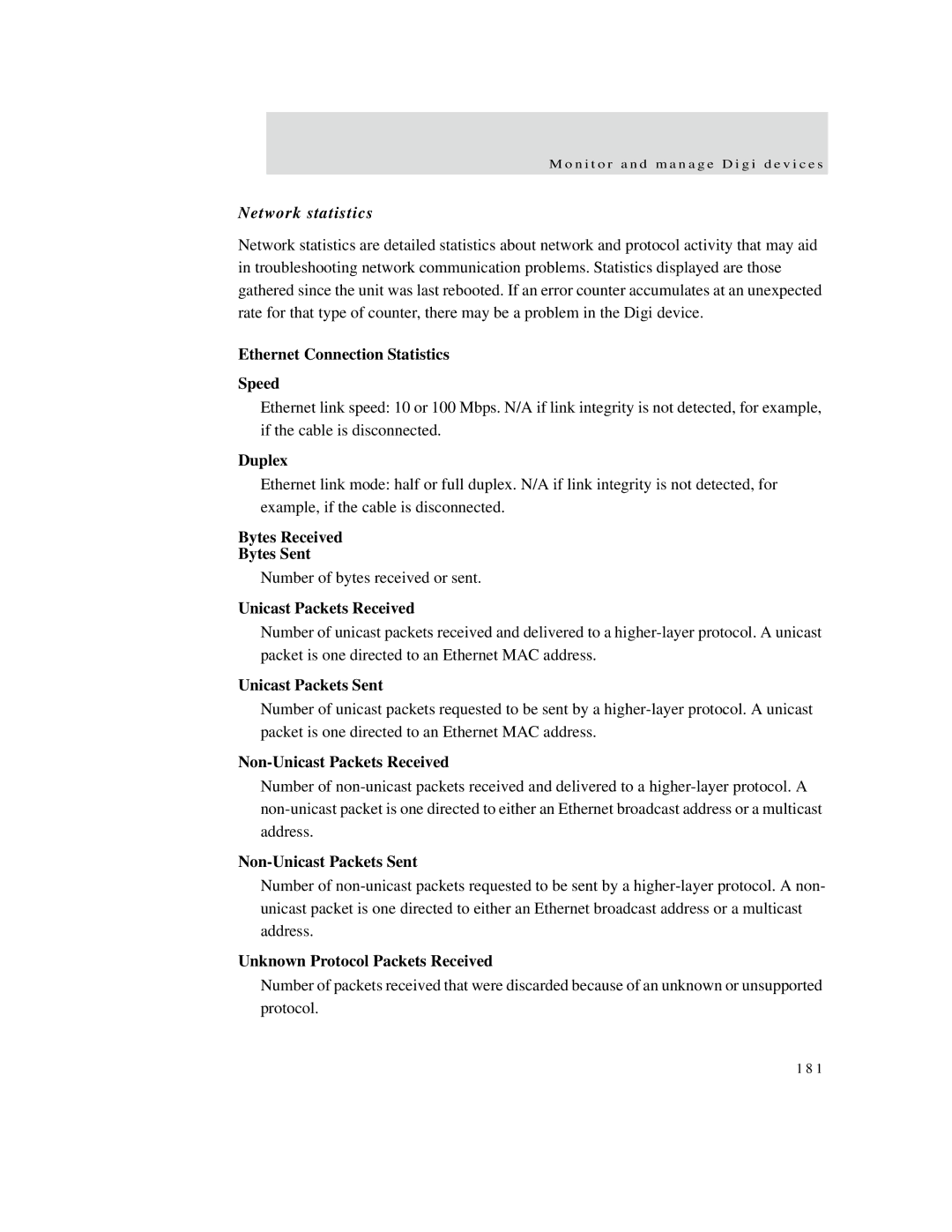 Digi X2 manual Network statistics 