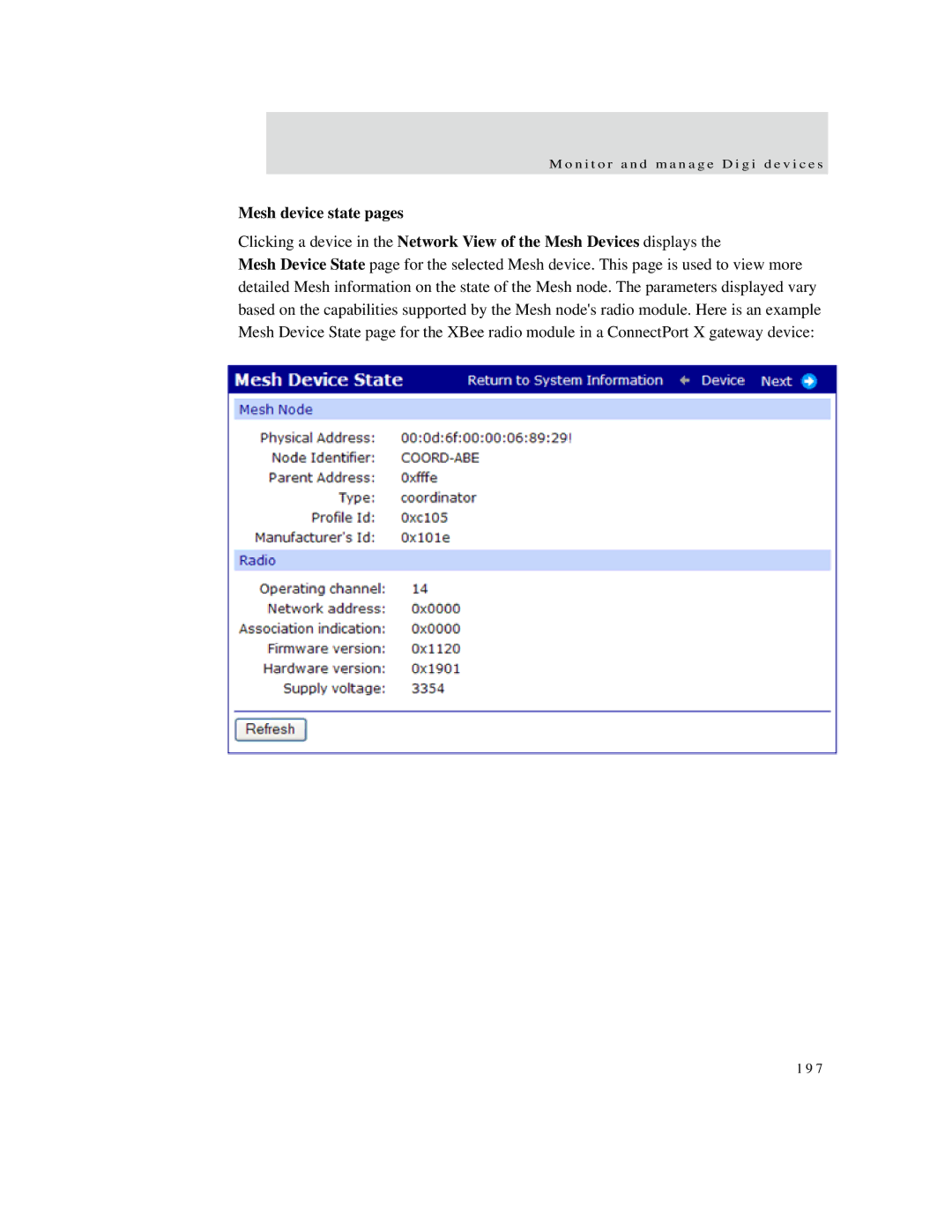 Digi X2 manual Mesh device state pages 