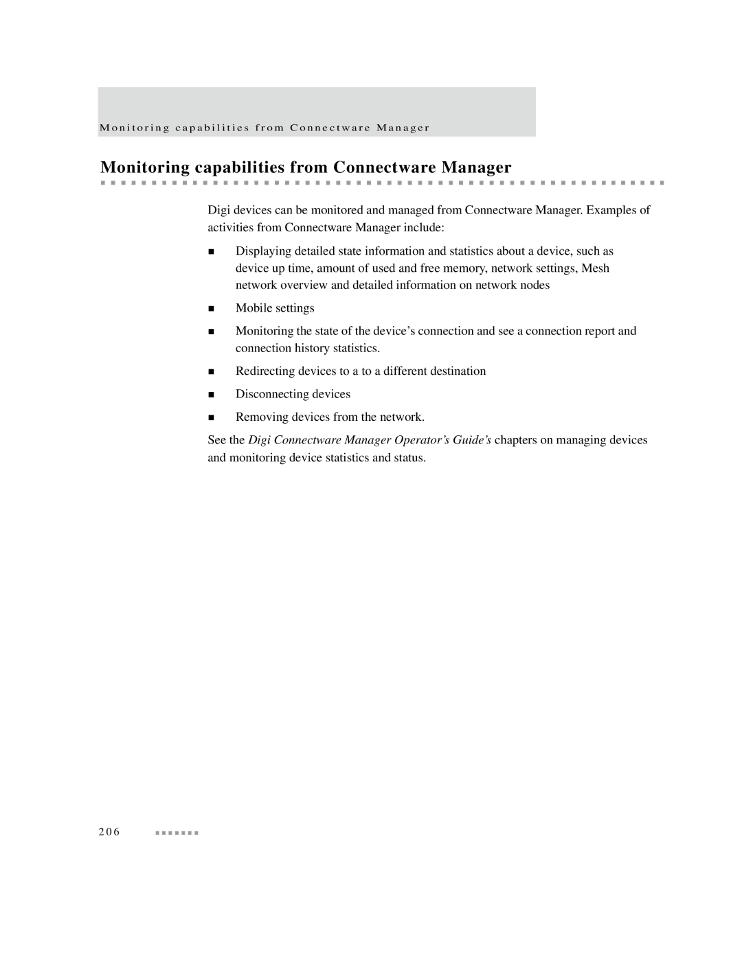 Digi X2 manual Monitoring capabilities from Connectware Manager 