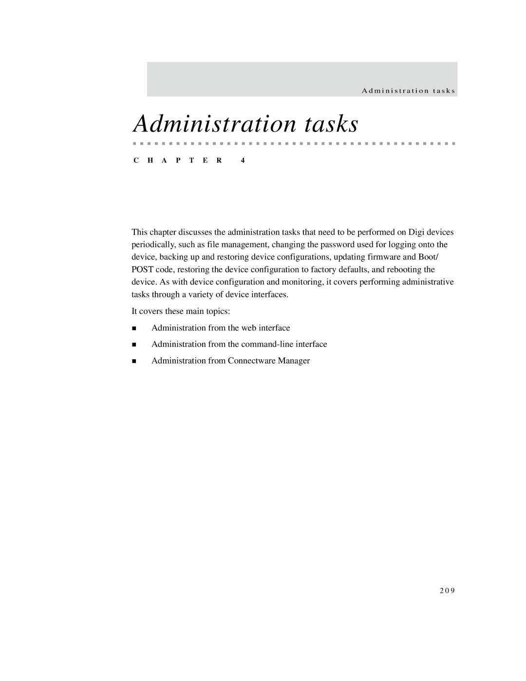 Digi X2 manual Administration tasks 