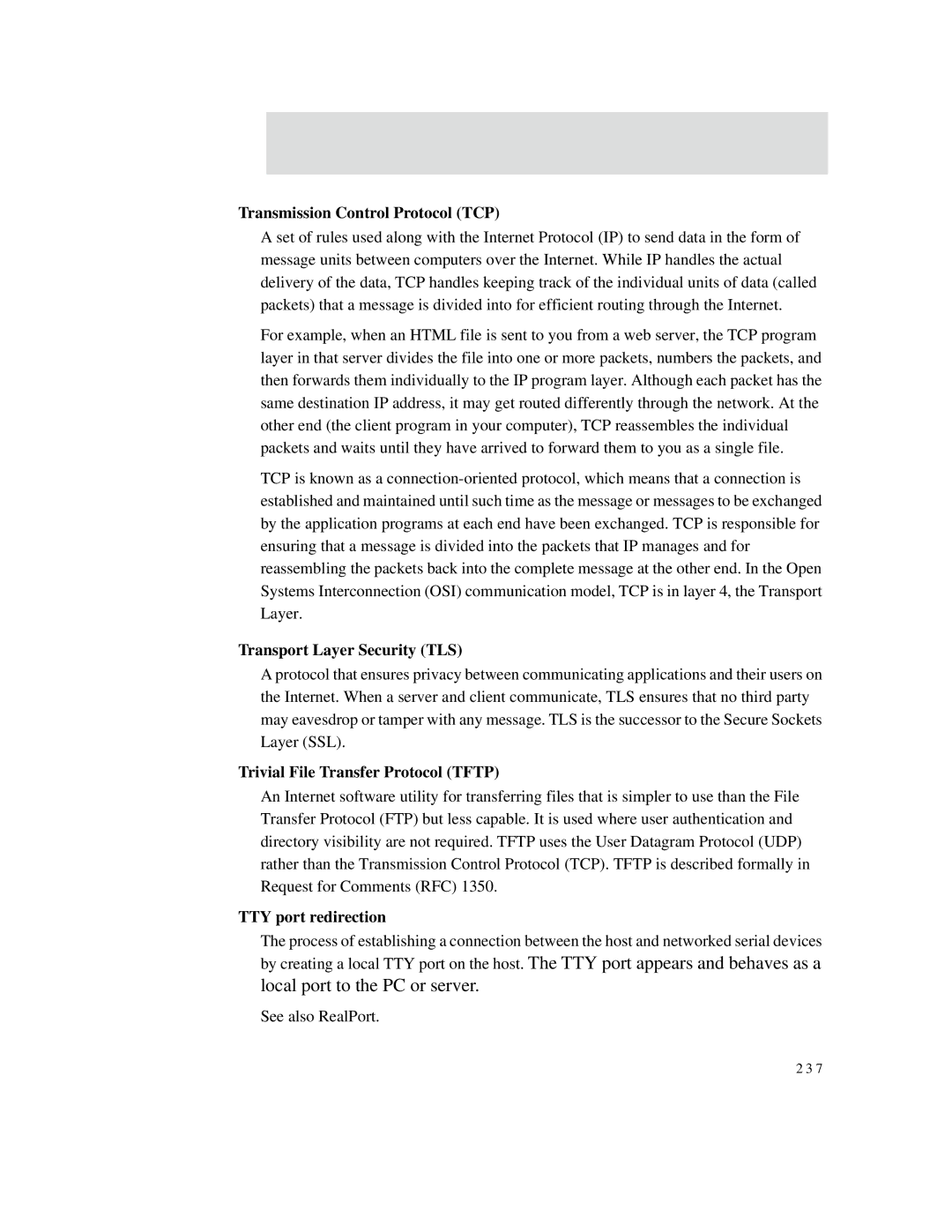 Digi X2 manual Transmission Control Protocol TCP, Transport Layer Security TLS, Trivial File Transfer Protocol Tftp 