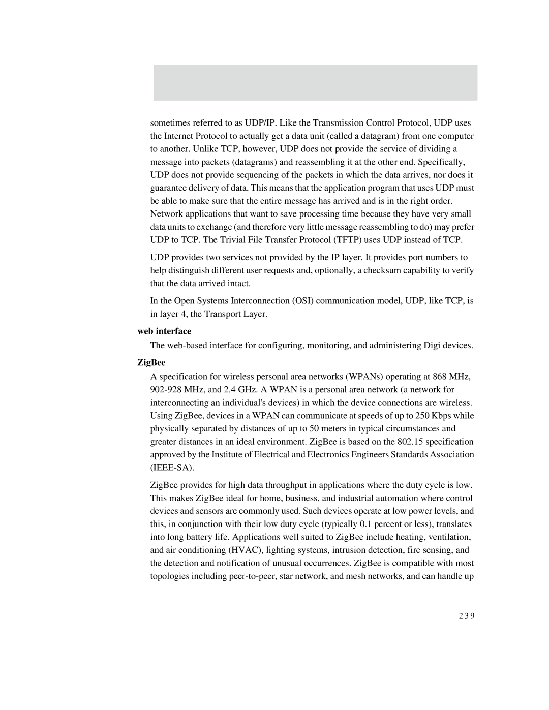 Digi X2 manual Web interface, ZigBee 