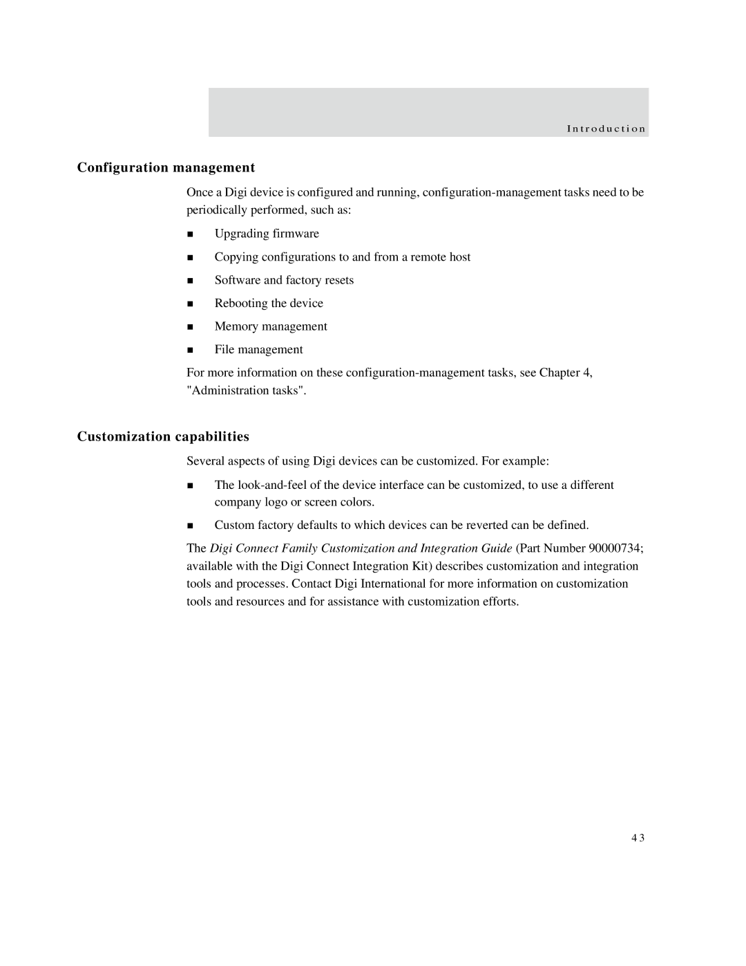 Digi X2 manual Configuration management, Customization capabilities 