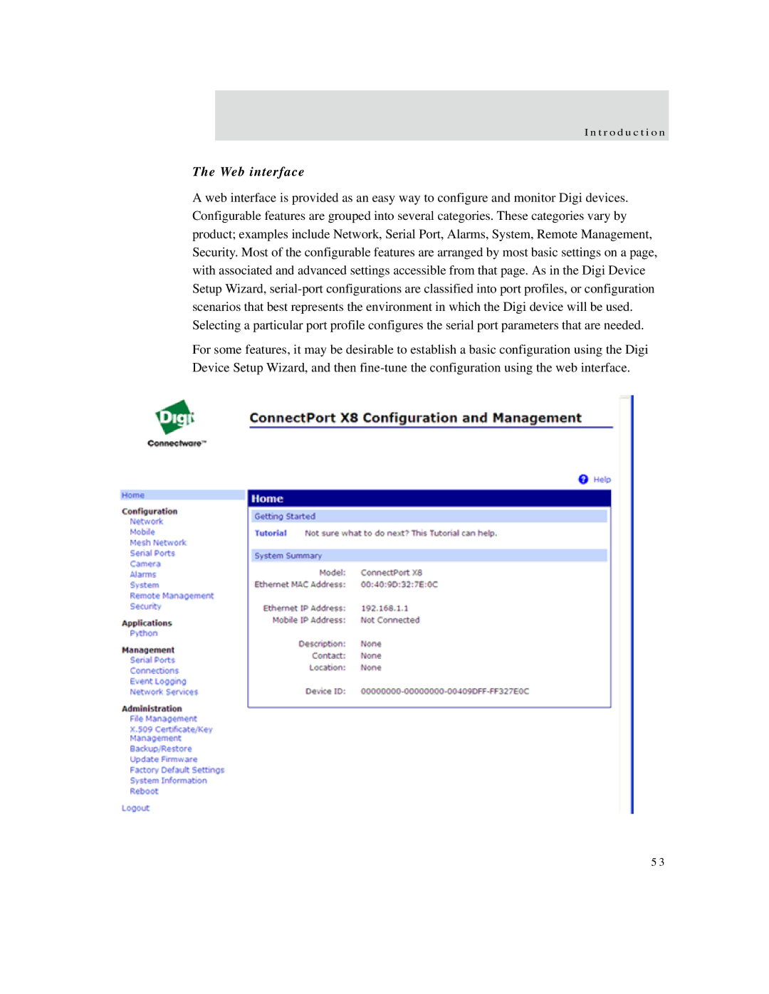 Digi X2 manual Web interface 