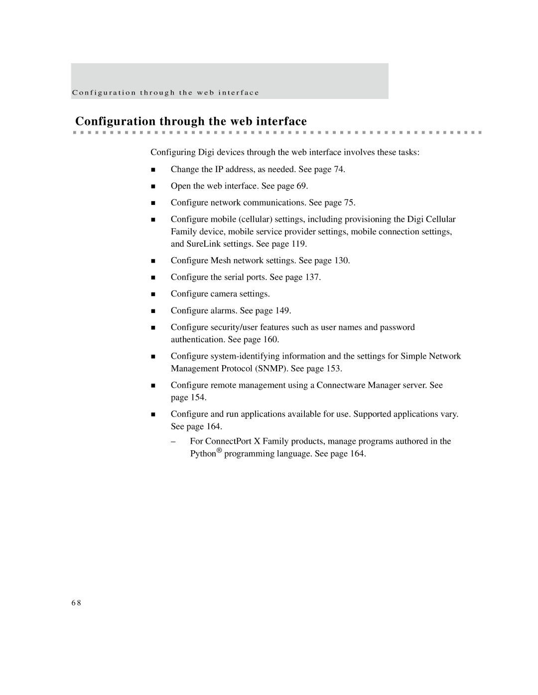 Digi X2 manual Configuration through the web interface 