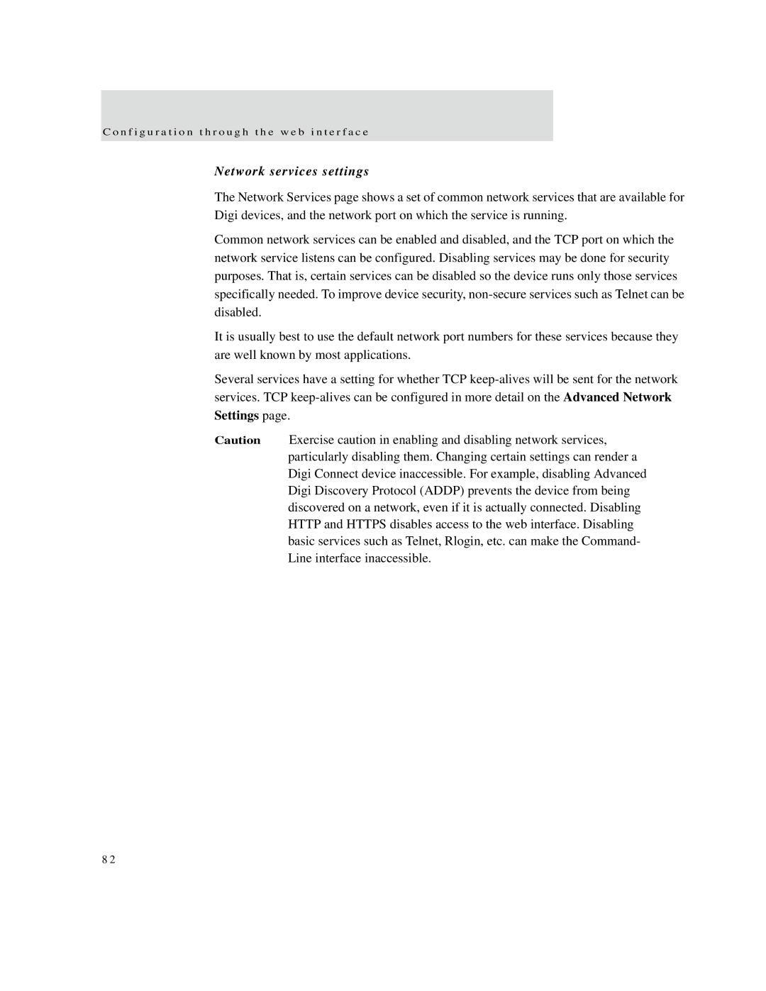 Digi X2 manual Network services settings 