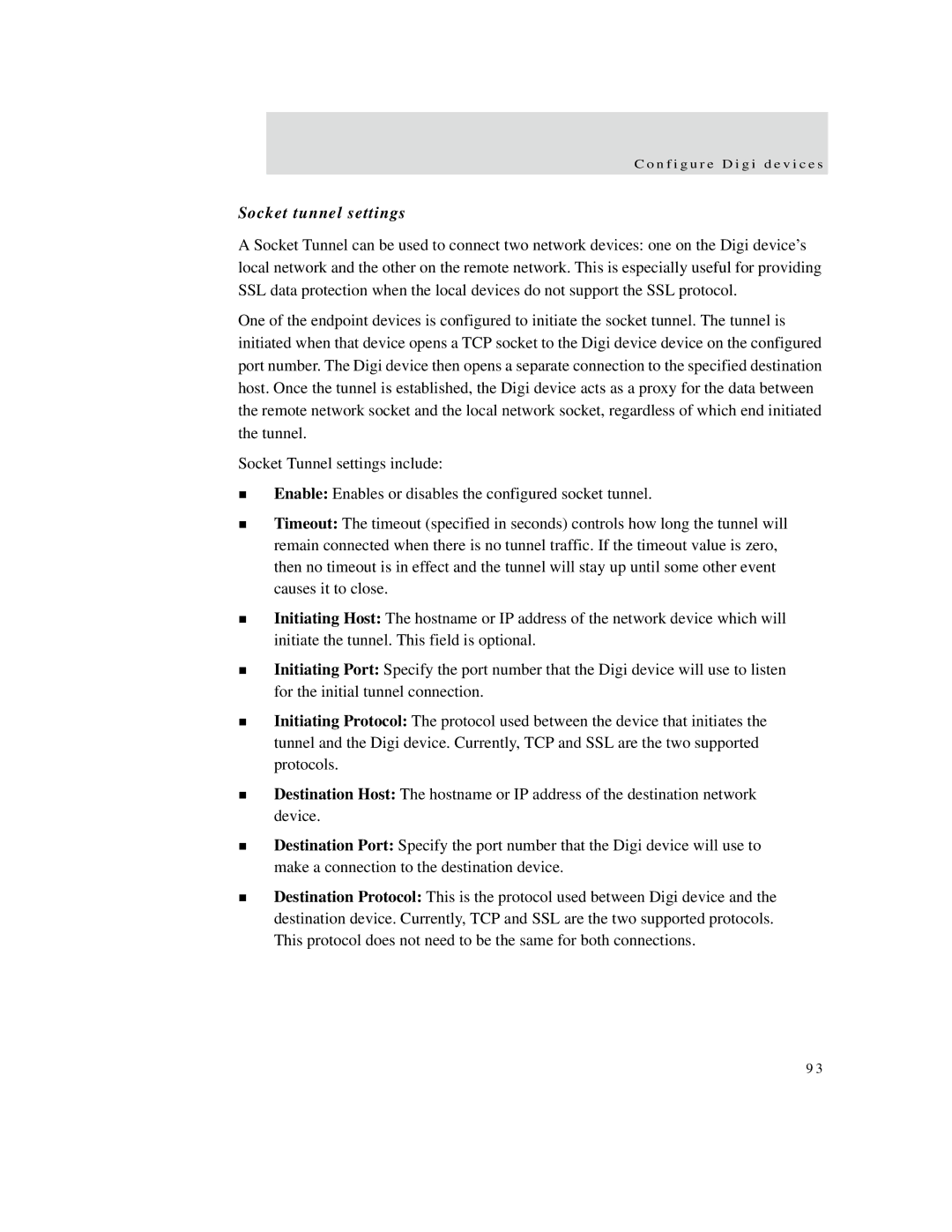 Digi X2 manual Socket tunnel settings 