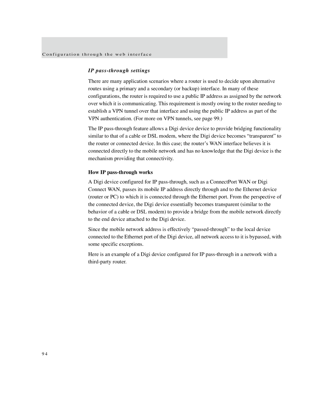 Digi X2 manual IP pass-through settings, How IP pass-through works 