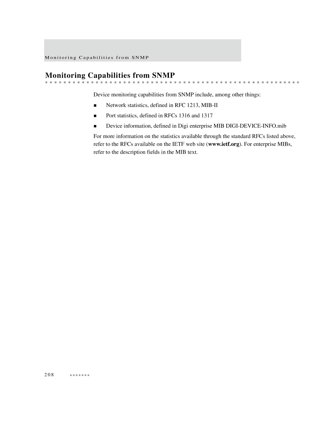 Digi X4, X8, X2 manual Monitoring Capabilities from Snmp 