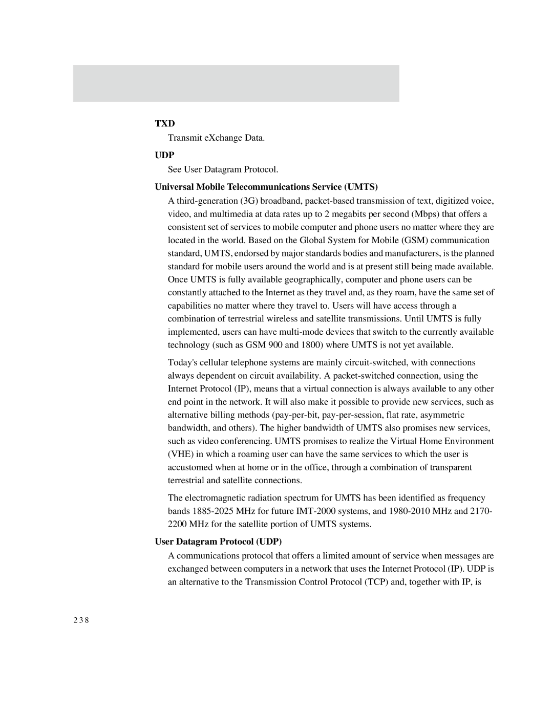 Digi X4, X8, X2 manual Universal Mobile Telecommunications Service Umts, User Datagram Protocol UDP 