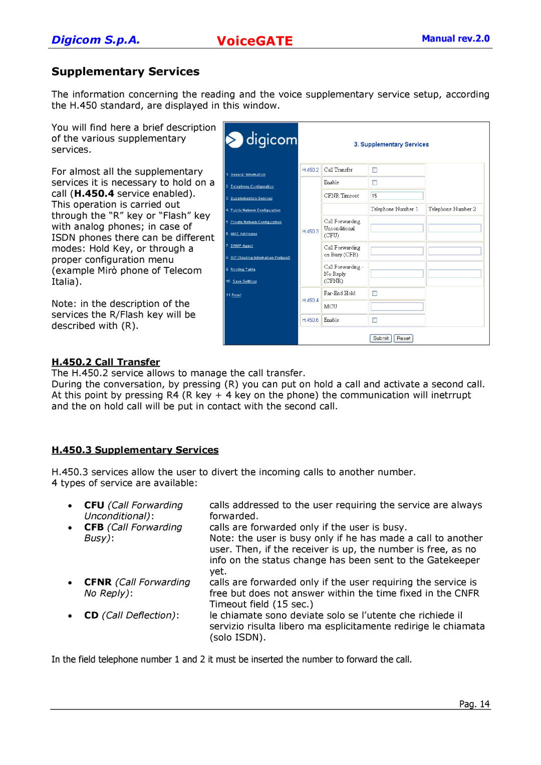 Digicom 8D5499 user manual Supplementary Services, Call Transfer 