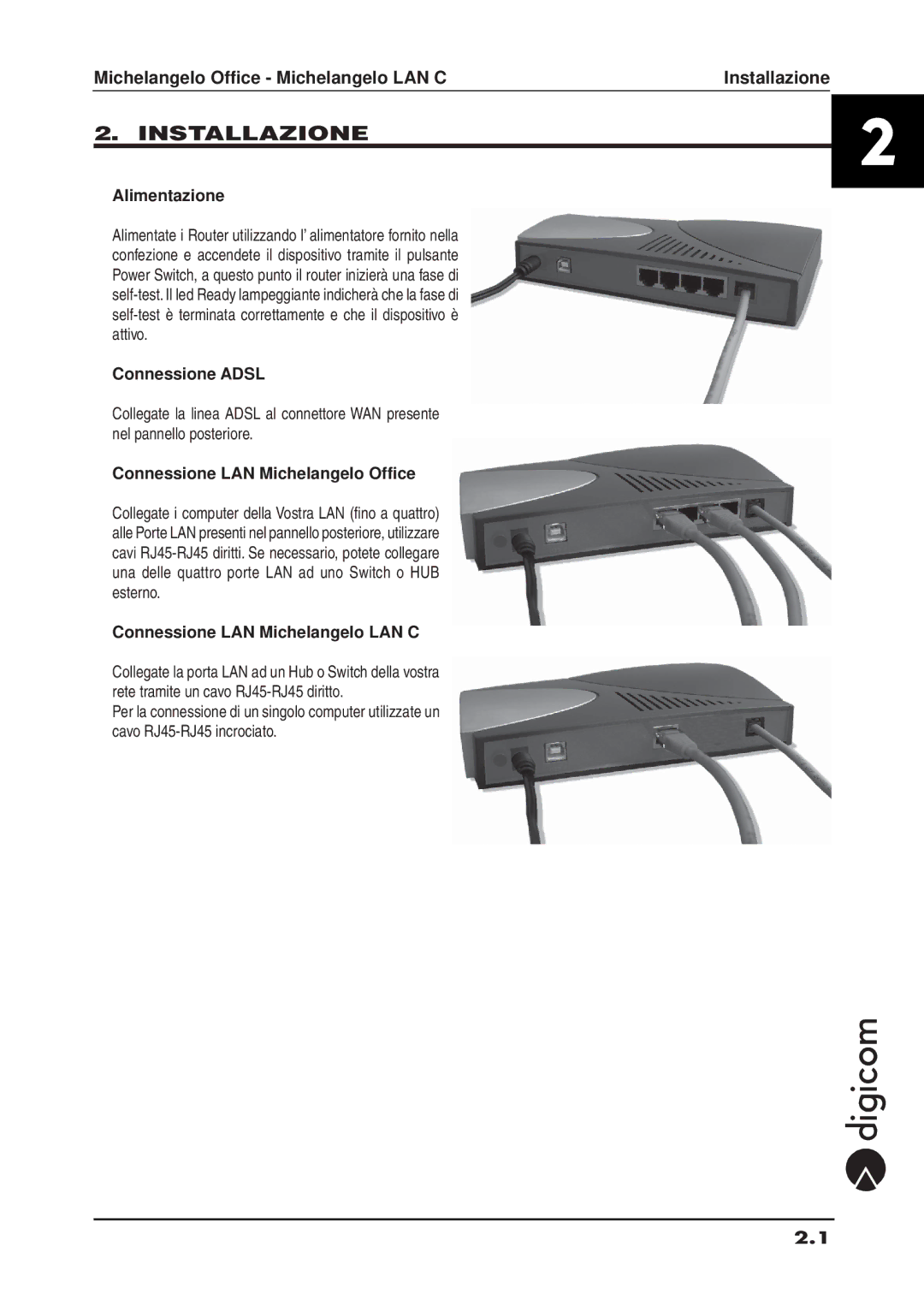 Digicom ADSL manual Installazione 