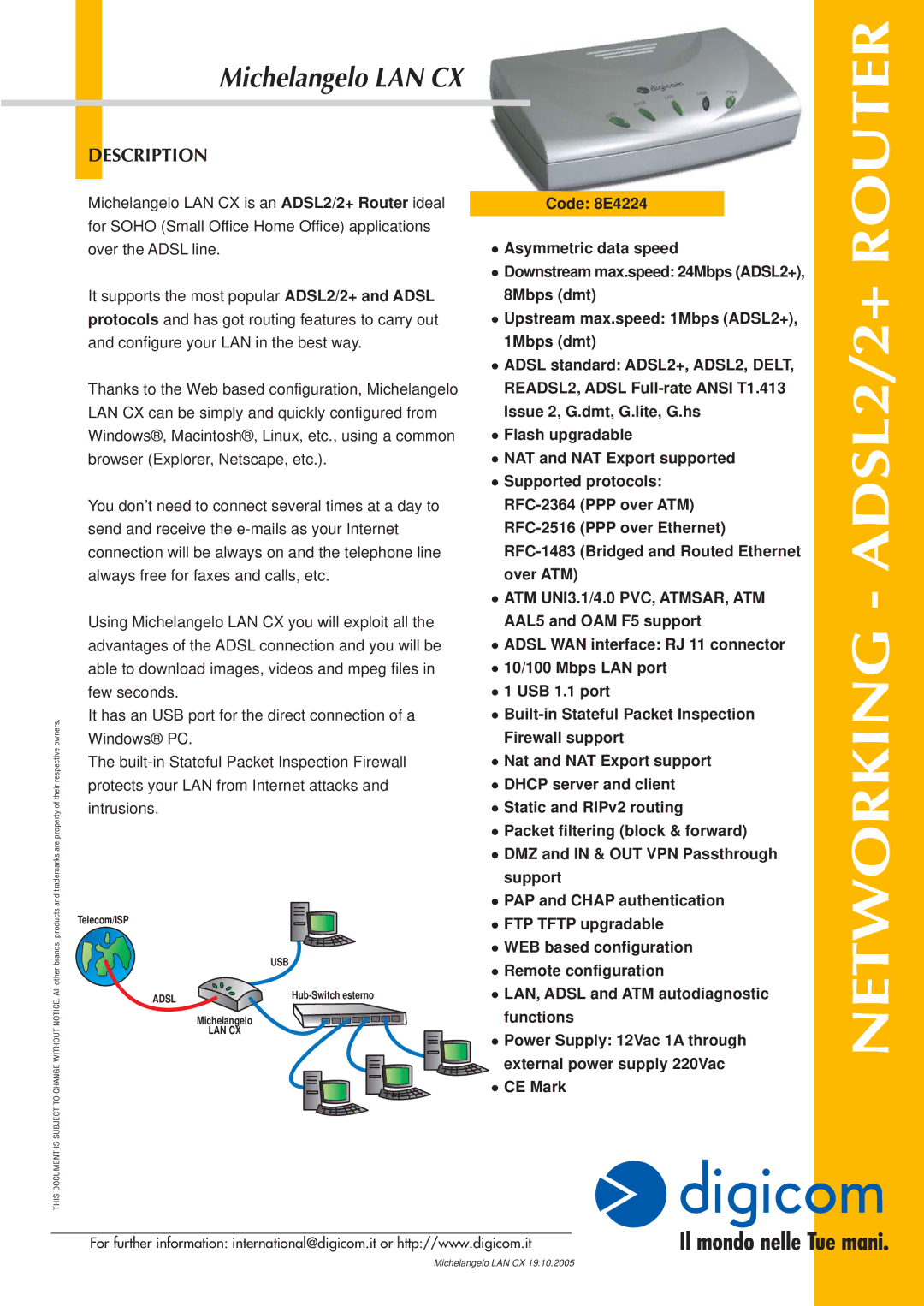 Digicom ADSL2+ Router manual Description 