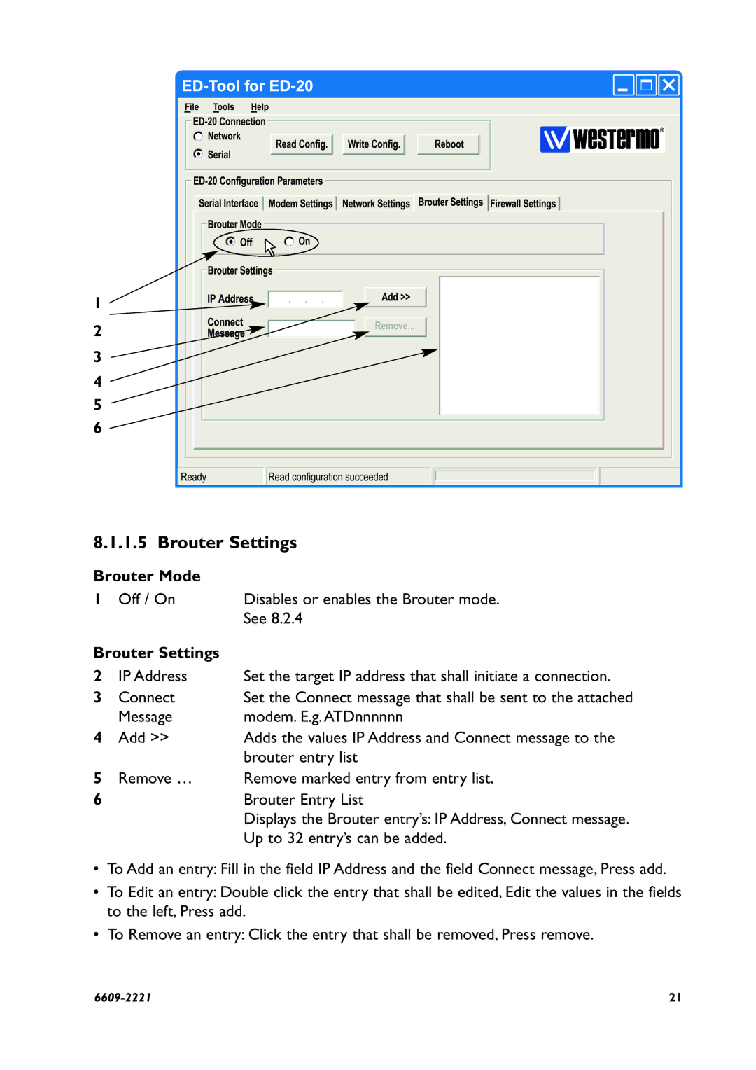 Digicom ED-20 PPP installation manual Brouter Settings, Brouter Mode 