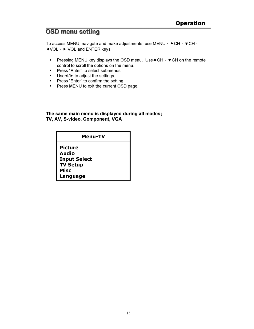 Digimate DGL20 manual OSD menu setting 