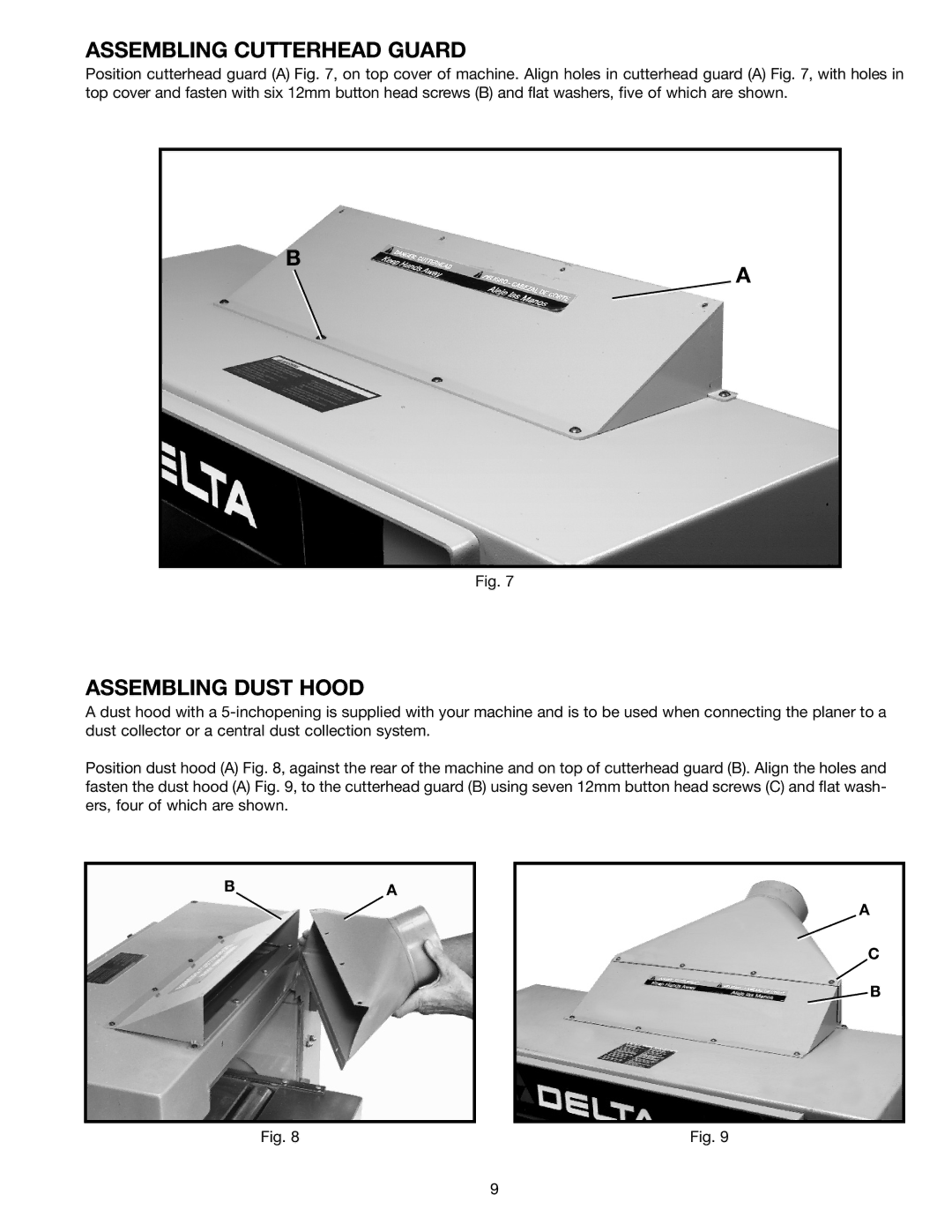 Digimerge 22-470 instruction manual Assembling Cutterhead Guard, Assembling Dust Hood 