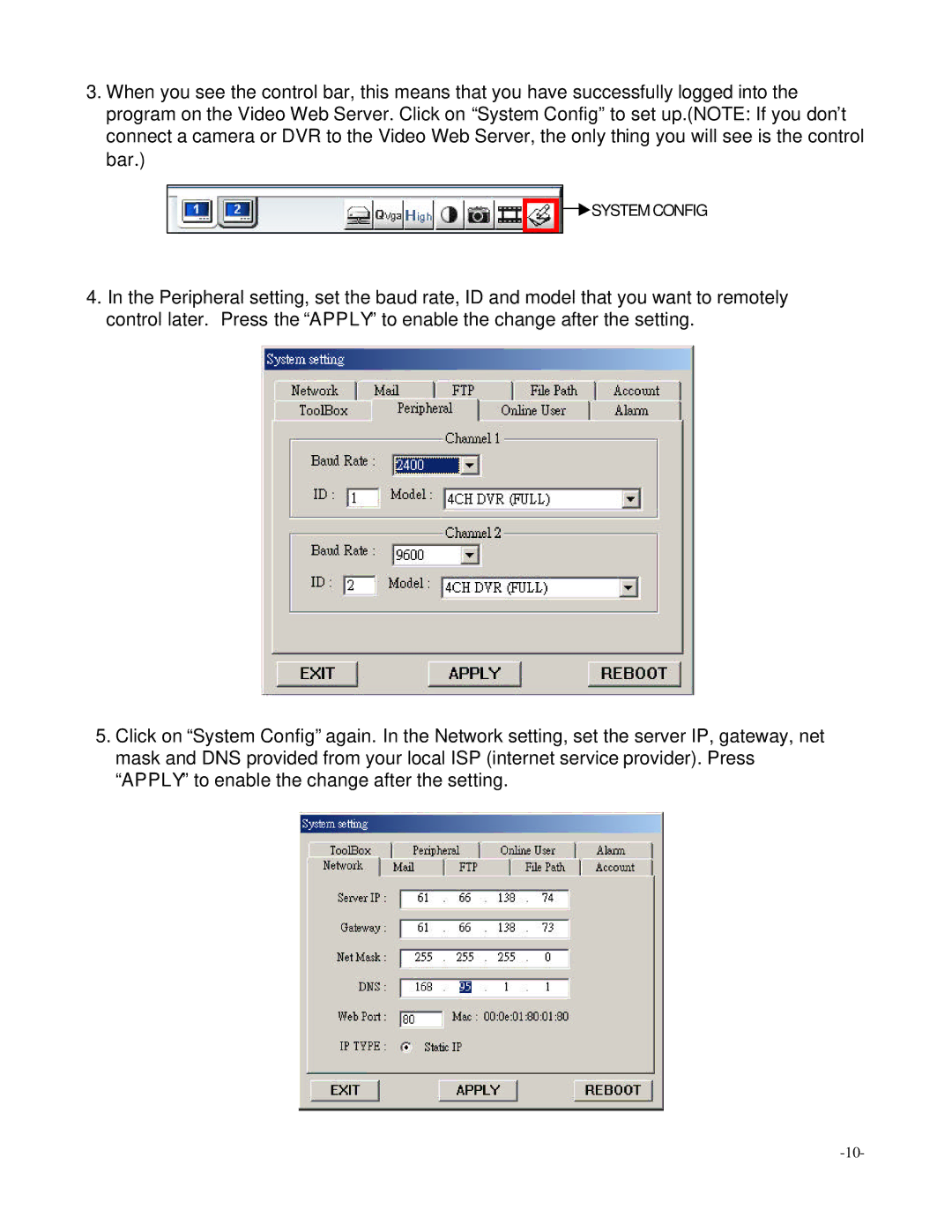 Digimerge D4202 user manual System Config 