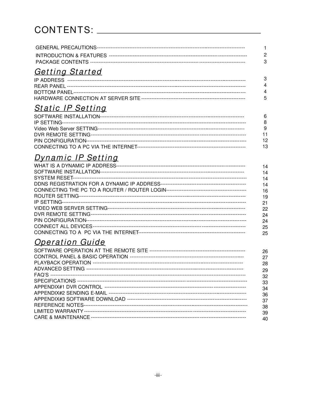 Digimerge D4202 user manual Contents 