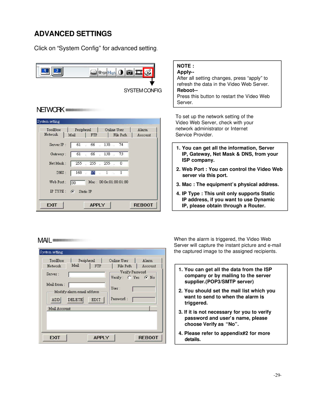 Digimerge D4202 user manual Advanced Settings, Network 