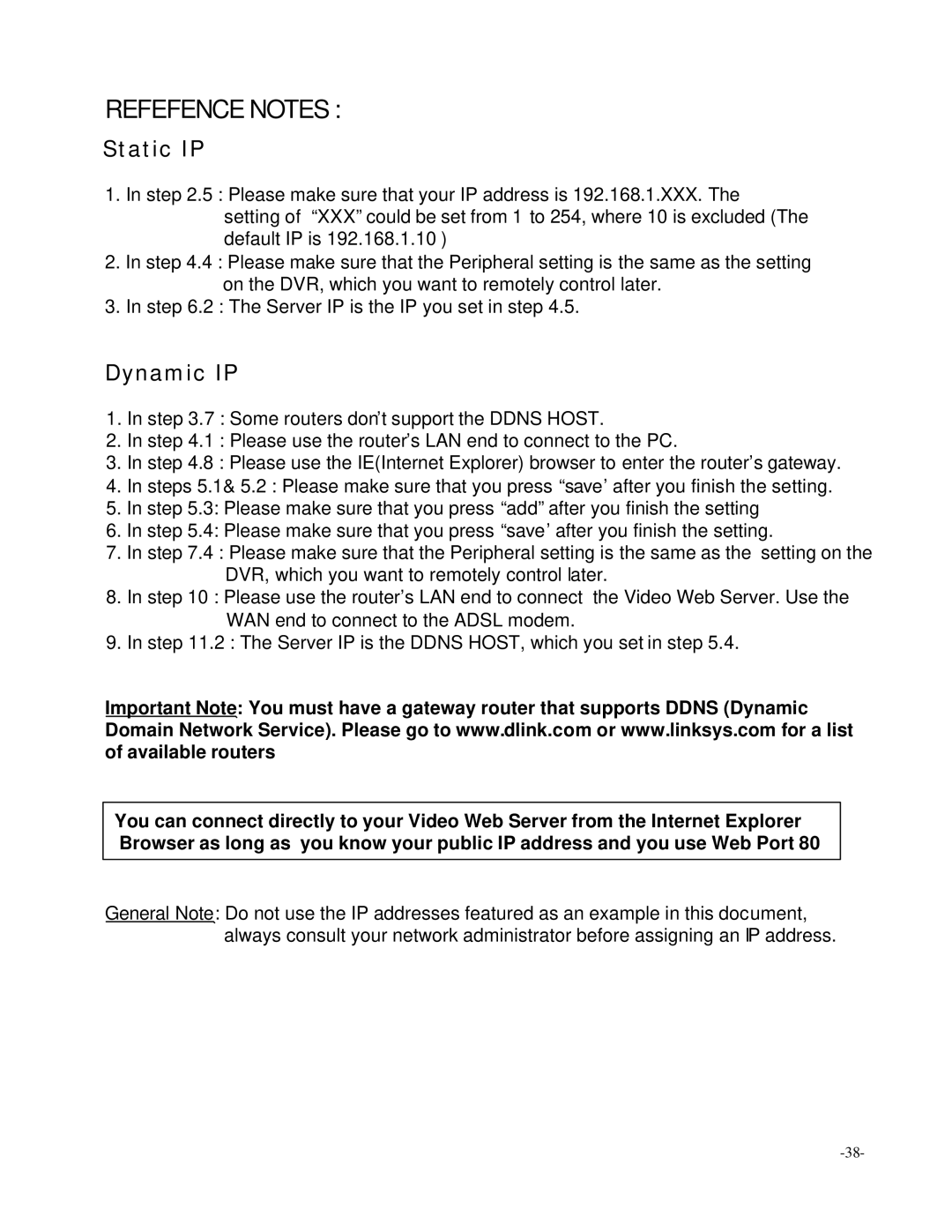 Digimerge D4202 user manual Refefence Notes 