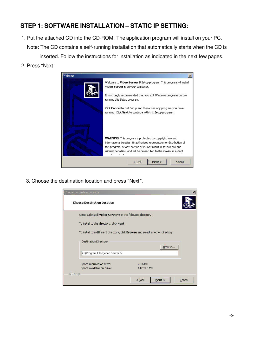 Digimerge D4202 user manual Software Installation Static IP Setting 