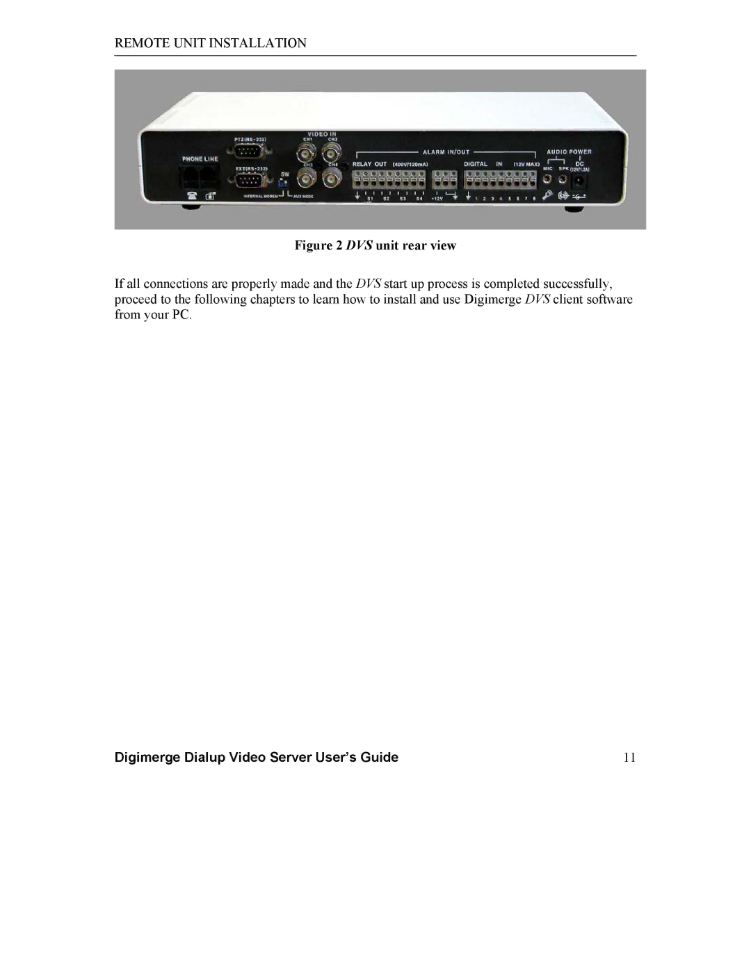 Digimerge DGRT400 user manual DVS unit rear view 