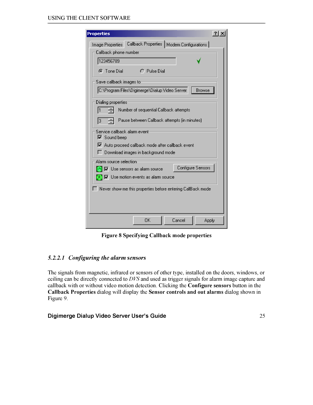 Digimerge DGRT400 user manual Configuring the alarm sensors 