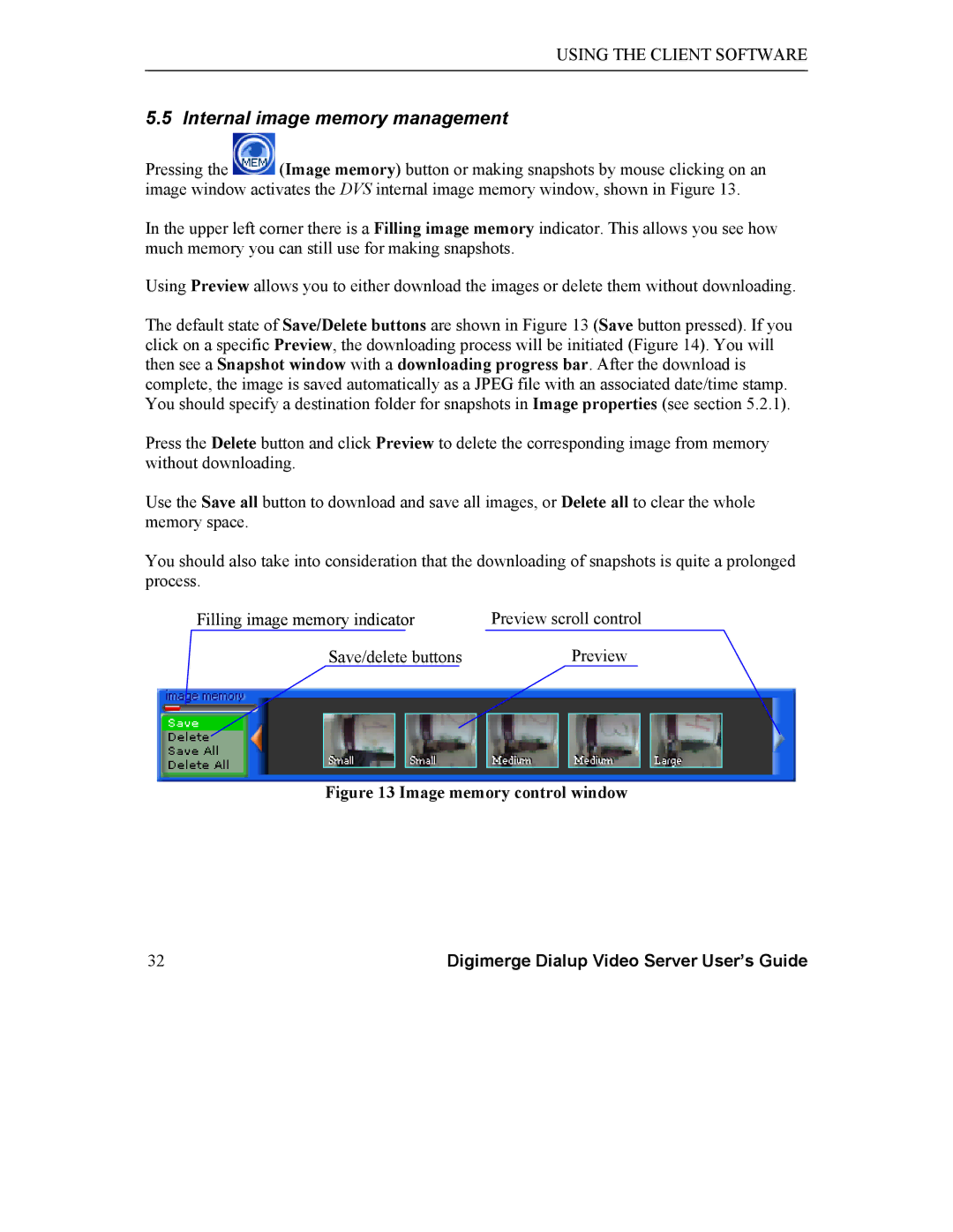 Digimerge DGRT400 user manual Internal image memory management, Filling image memory indicator 