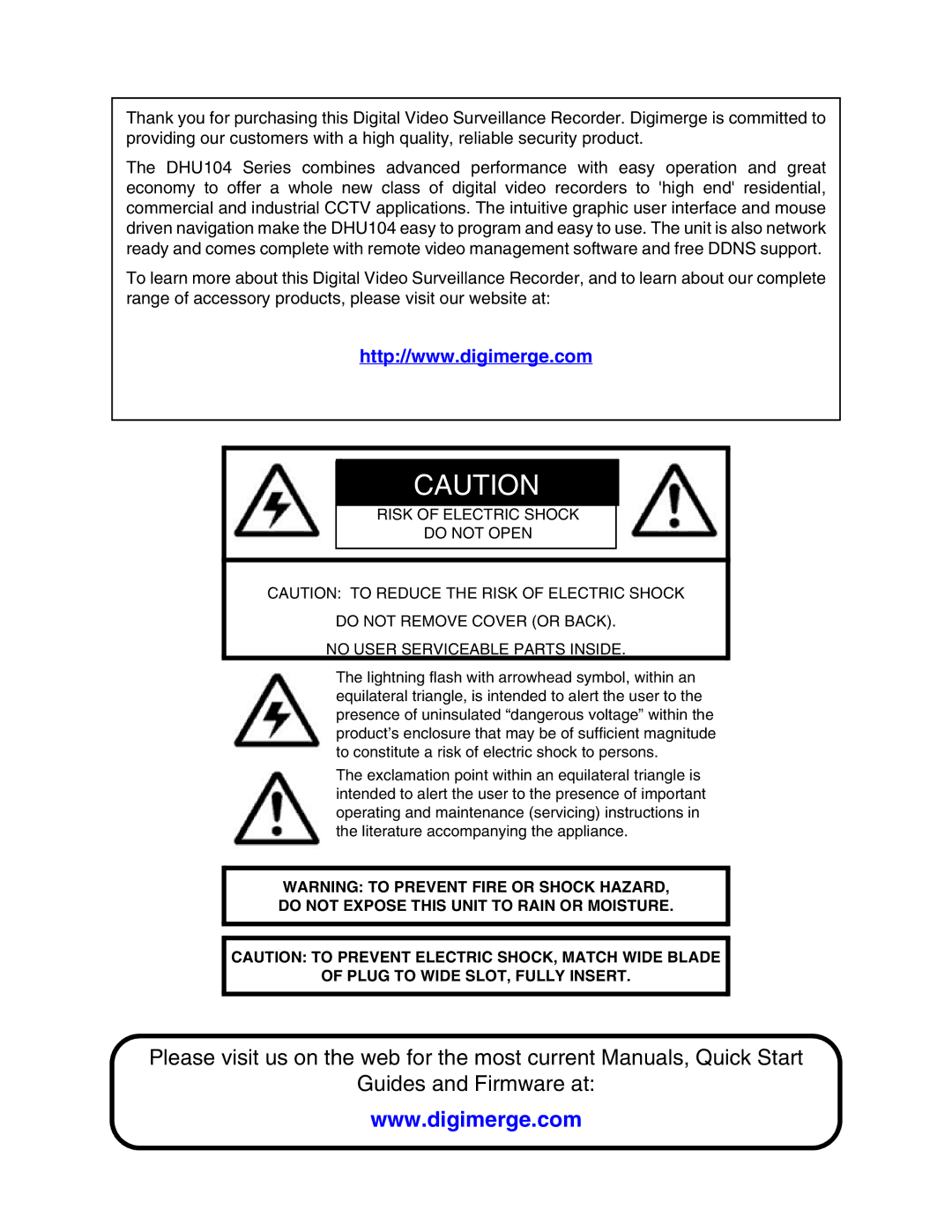 Digimerge DHU104 instruction manual 