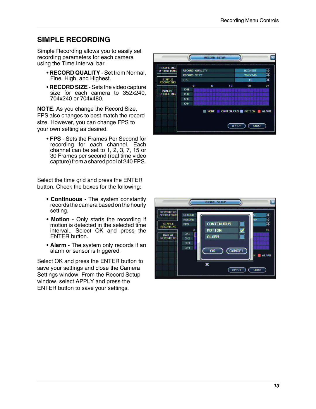 Digimerge DHU104 instruction manual Simple Recording 