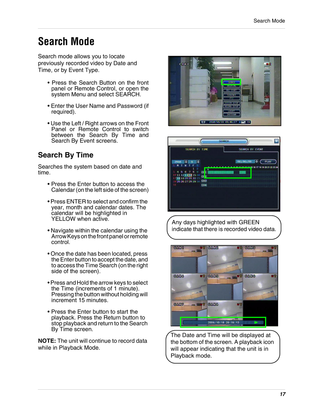 Digimerge DHU104 instruction manual Search Mode, Search By Time 