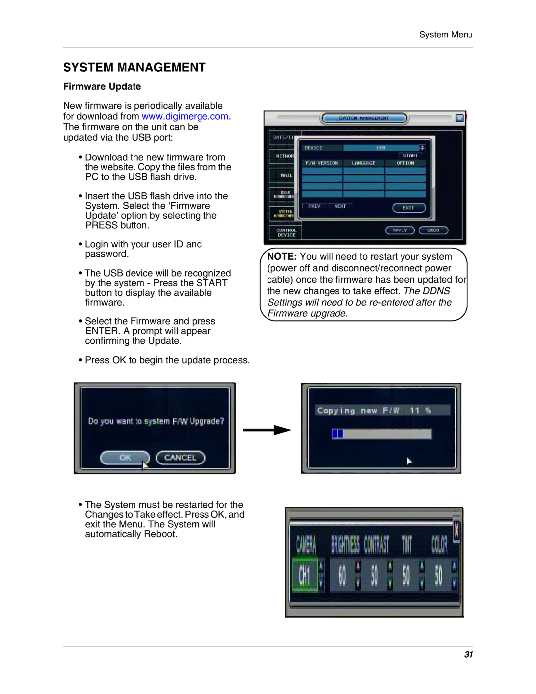 Digimerge DHU104 instruction manual Firmware Update 