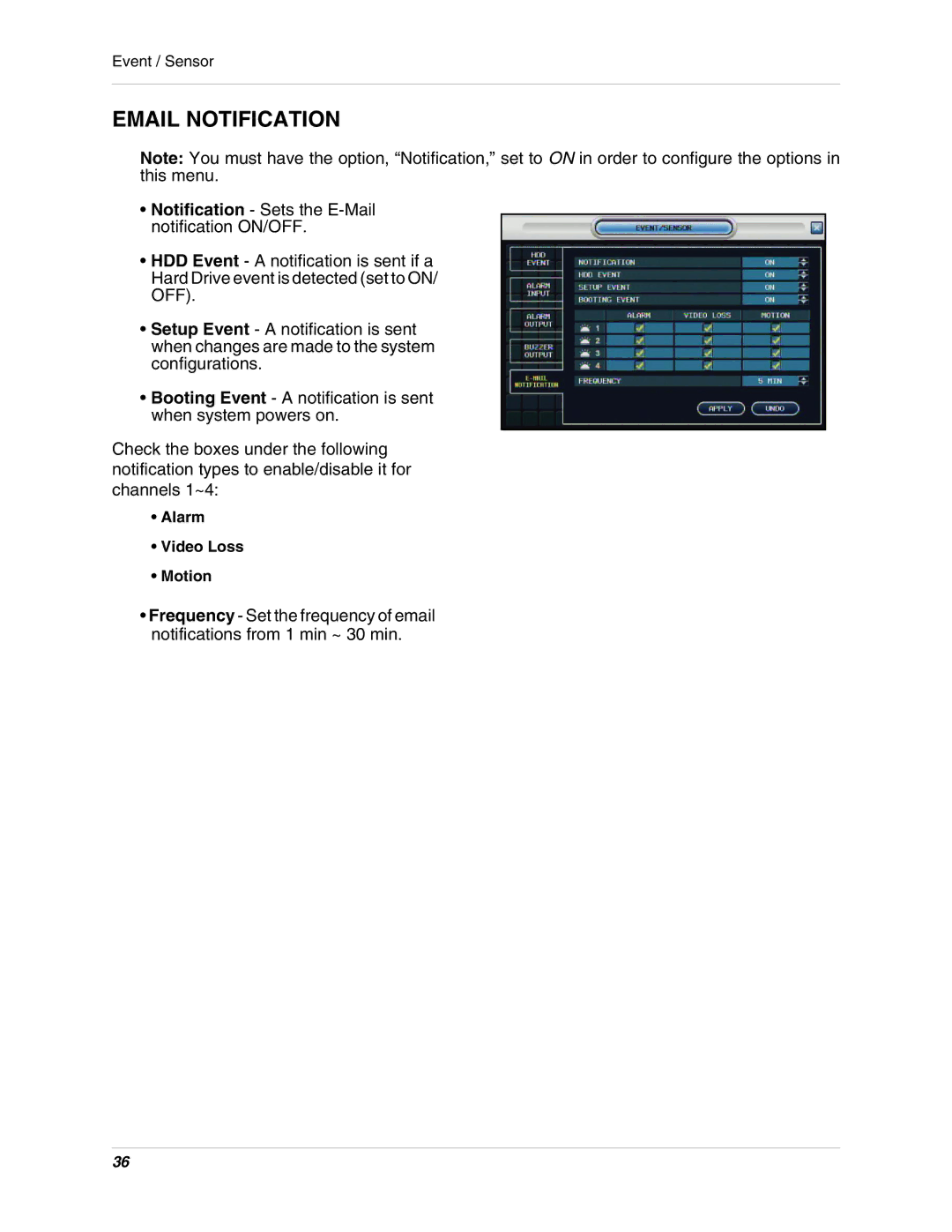 Digimerge DHU104 instruction manual Email Notification 