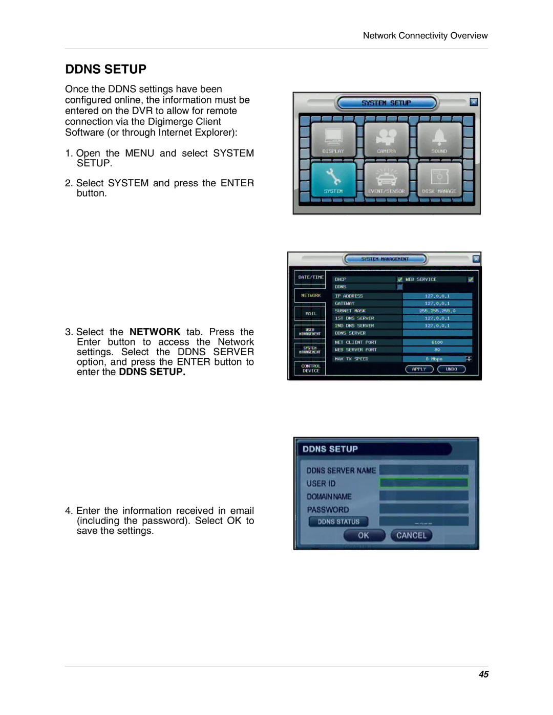 Digimerge DHU104 instruction manual Ddns Setup 