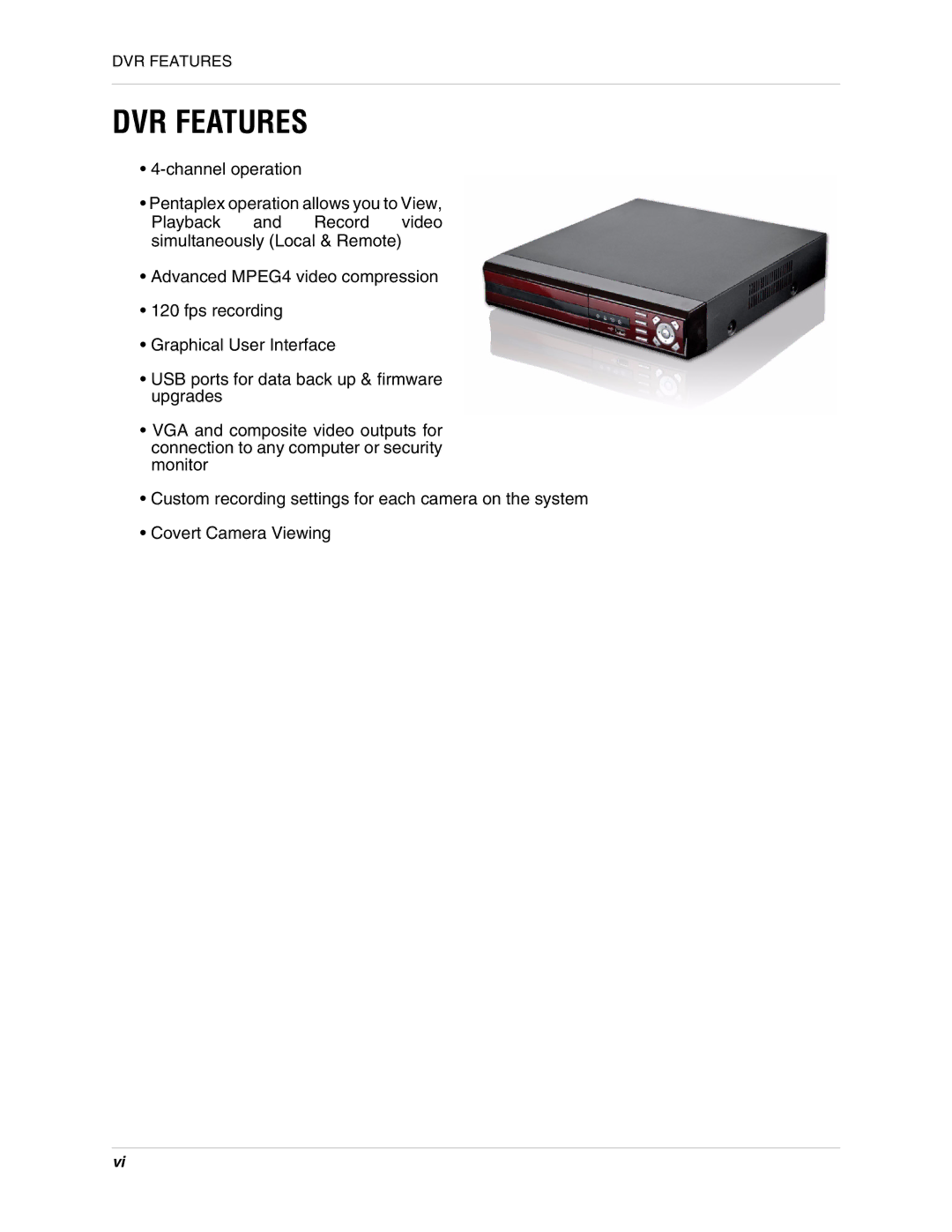 Digimerge DHU104 instruction manual DVR Features 