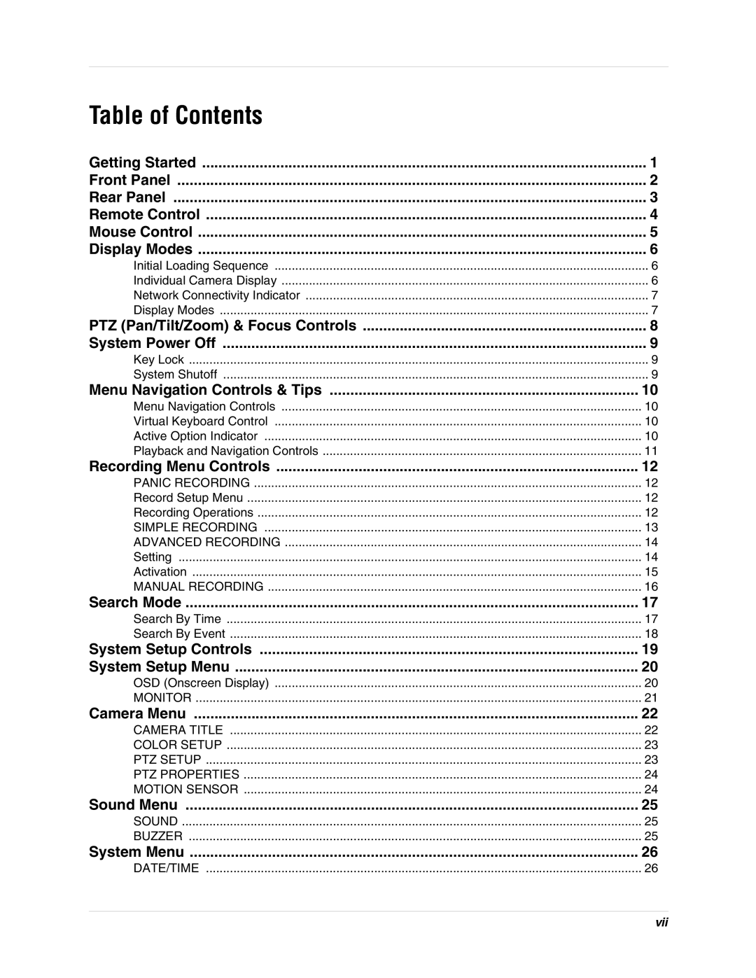 Digimerge DHU104 instruction manual Table of Contents 