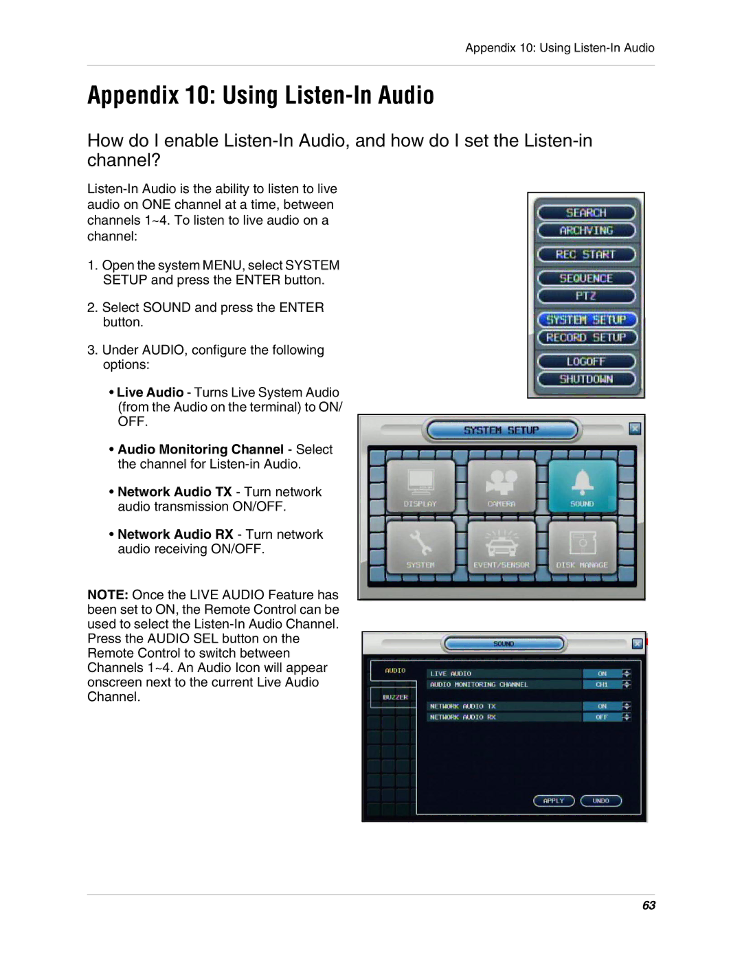 Digimerge DHU104 instruction manual Appendix 10 Using Listen-In Audio 