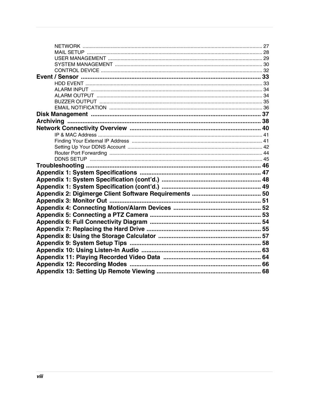 Digimerge DHU104 instruction manual Event / Sensor 