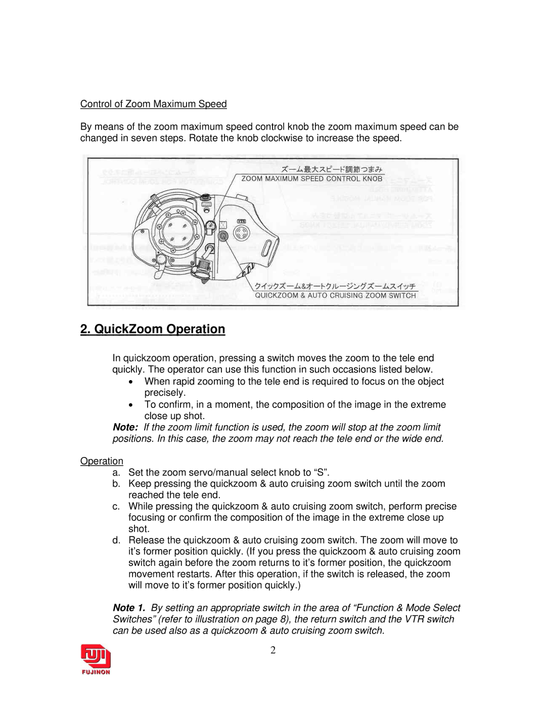 DigiPower ENG Lenses manual QuickZoom Operation 