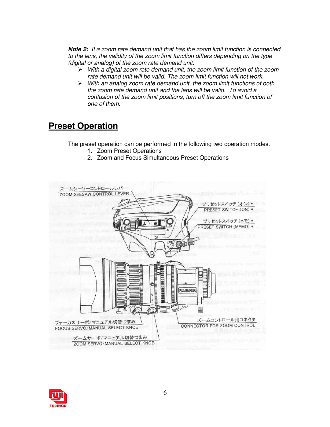 DigiPower ENG Lenses manual Preset Operation 