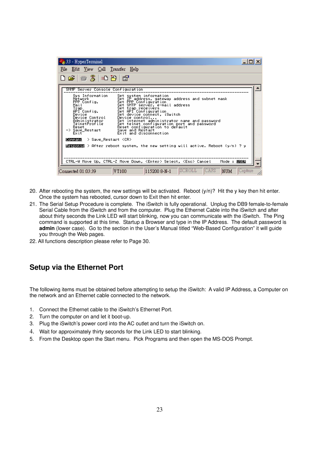 DigiPower ePowerSwitch user manual Setup via the Ethernet Port 