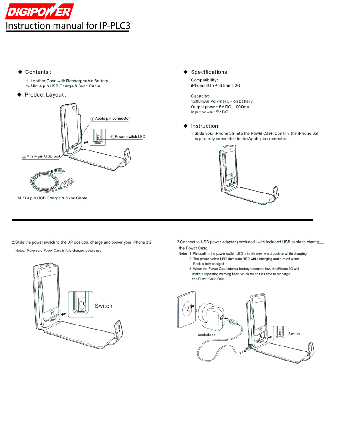 DigiPower IP-PLC3 instruction manual 